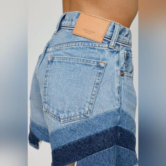 Moussy Vintage MV High Rise Patchwork Gratiot Denim Shorts Size 29 NWT - Picture 8 of 16